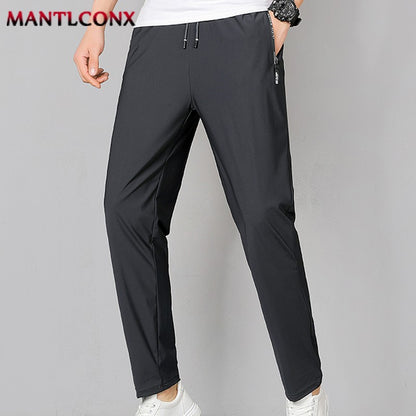 Calças Casuais Masculinas Respiráveis Secagem Rápida Reta Cós Elástico Jogger Moletom Coreano Clássico Esportivo Plus Size 4XL 5XL