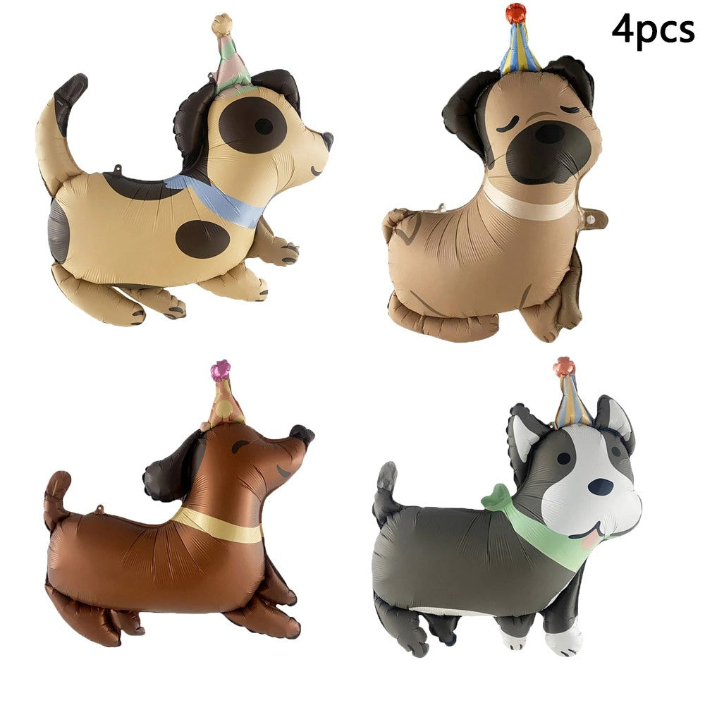 4/1pcs Matte Cartoon Animal Dog Series Dachshund Spotted Dog Foil Balloon for Children Birthday Party Decoration Baby Shower