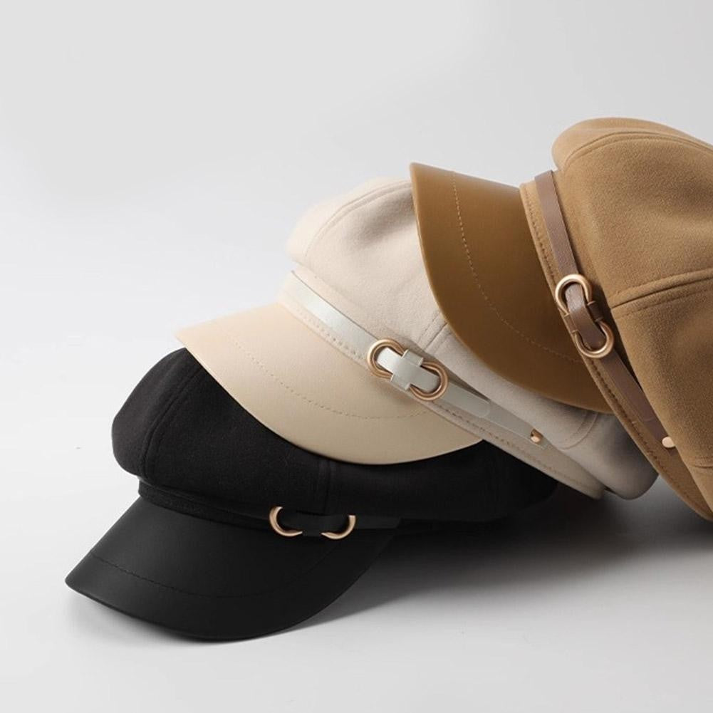 Retro British Style Beret for Women, Versatile Octagonal Newsboy Cap for Big Head Circumference Spring Autumn Hat