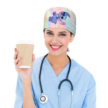 Custom Retro Cartoon Cleaning Working Cap Comfortable  Stitch Ohana Scrub Cap Surgicals Hat Nurse Scrubs Hat For Dentist