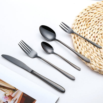 30/35/40 Peças Talheres Ocidentais Aço Inoxidável Preto Conjunto de Talheres Elegante Conjunto de Jantar Espelho Faca Garfo Colher Utensílios de Cozinha