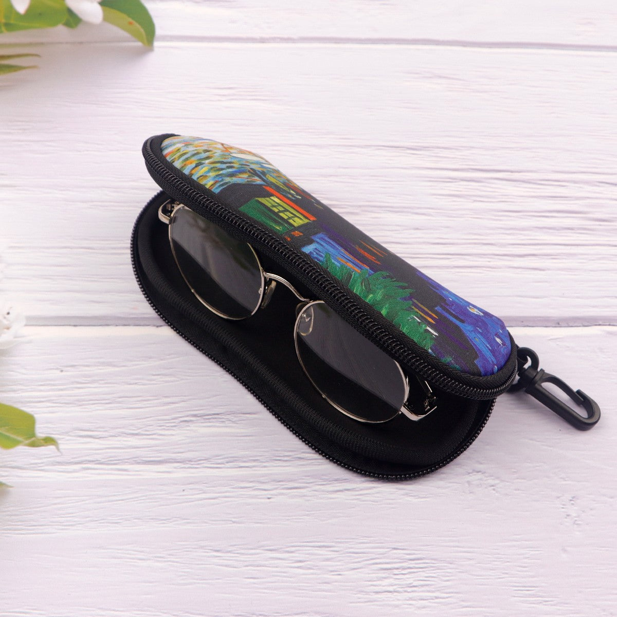 Vintage Van Gogh Sunglasses Box Glasses Soft Cloth Bags Glasses Case Women Zipper Sunglasses Bags Eyeglasses Case Eyewear Bag