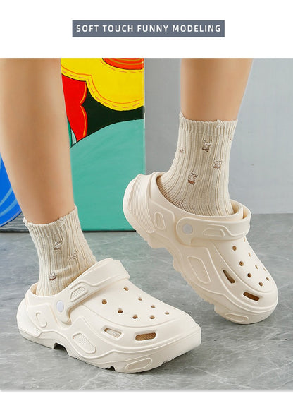 New Clogs Shoes For Women Men Platform High-heeled Outdoor EVA Non-slip Waterproof Sandals Comfortable Soft Heightening Shoes