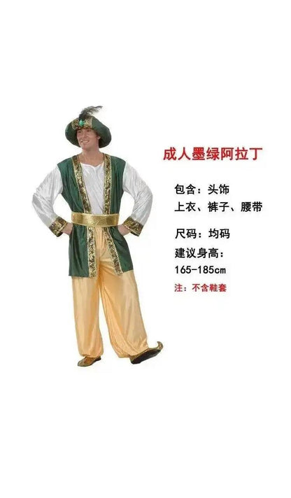 Aladdin  India Middle East  Dubai Robe Shepherd's Costume For Men And Women Halloween Adult's Cosplay Arab Costume