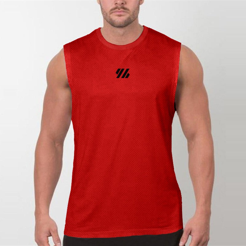 Mens Running Sleeveless Sport Tank Tops Gym Bodybuilding Fitness Workout Muscle Vests Mesh Cool Breathable Quick Dry T-Shirts