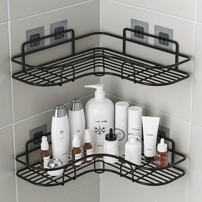Prateleira de Canto sem Furação - Suporte de Parede Resistente para Shampoo, Loção e Cosméticos, Acessório de Banheiro de Fácil Instalação