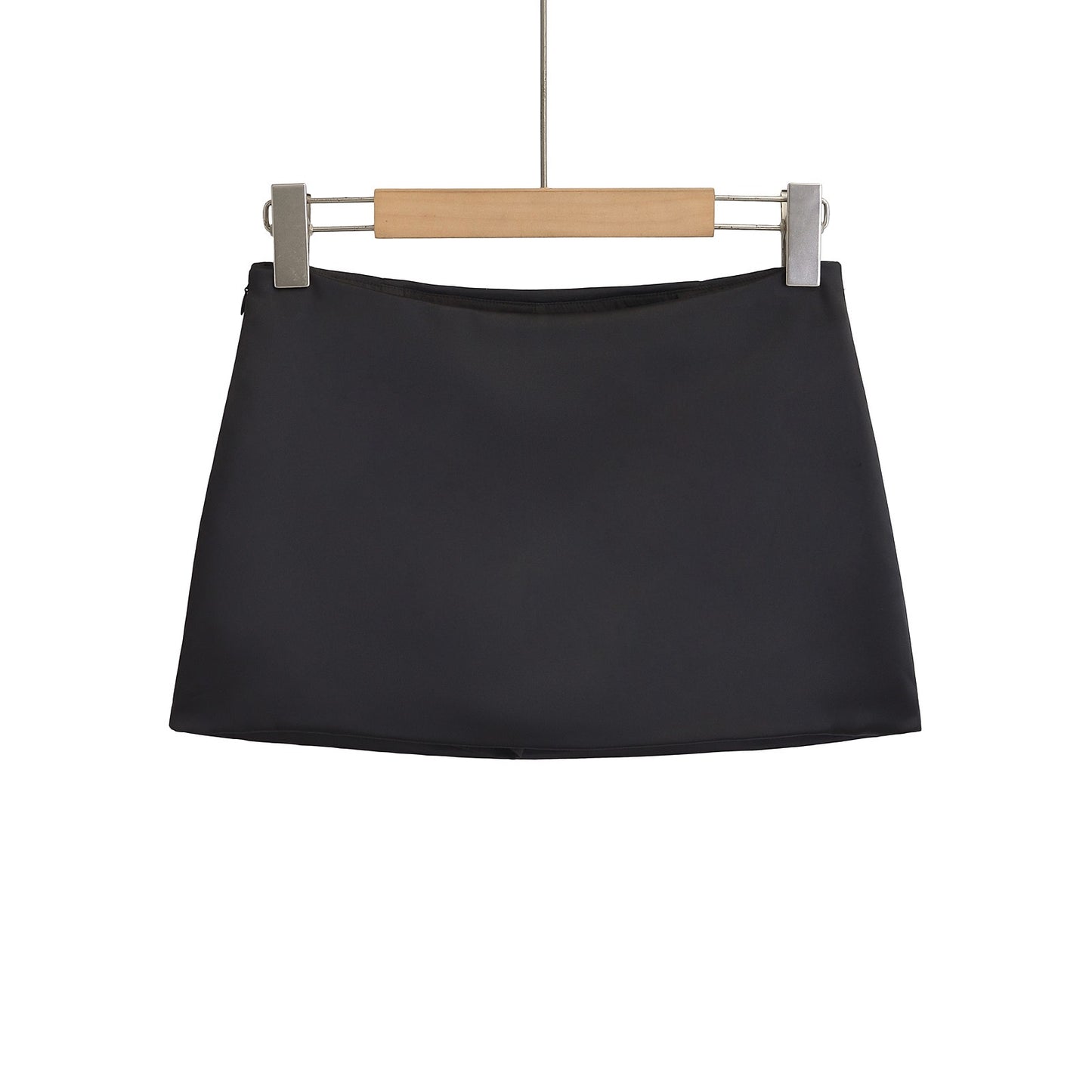 Summer Black Mini Skirts Women Elegant Sliky Satin Skirt Low Rise Zipper Summer Bodycon Short Skirt With Shorts Party Outfits