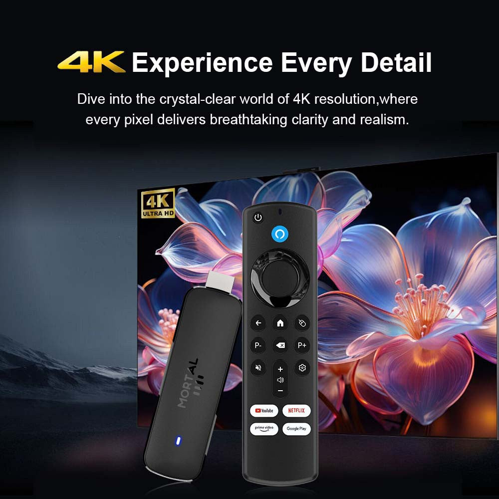 Versão Global Android14 TV Stick Home Theater Allwinner H313 Mortal Q8 Suporte 4K@60fps Wifi6 Bluetooth Controle Remoto por Voz TV Ao Vivo