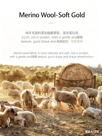 Men's 100% Wool Blend Overcoat - British-Inspired Mid-Length Trench Coat for All-Weather Smart Casual Wear