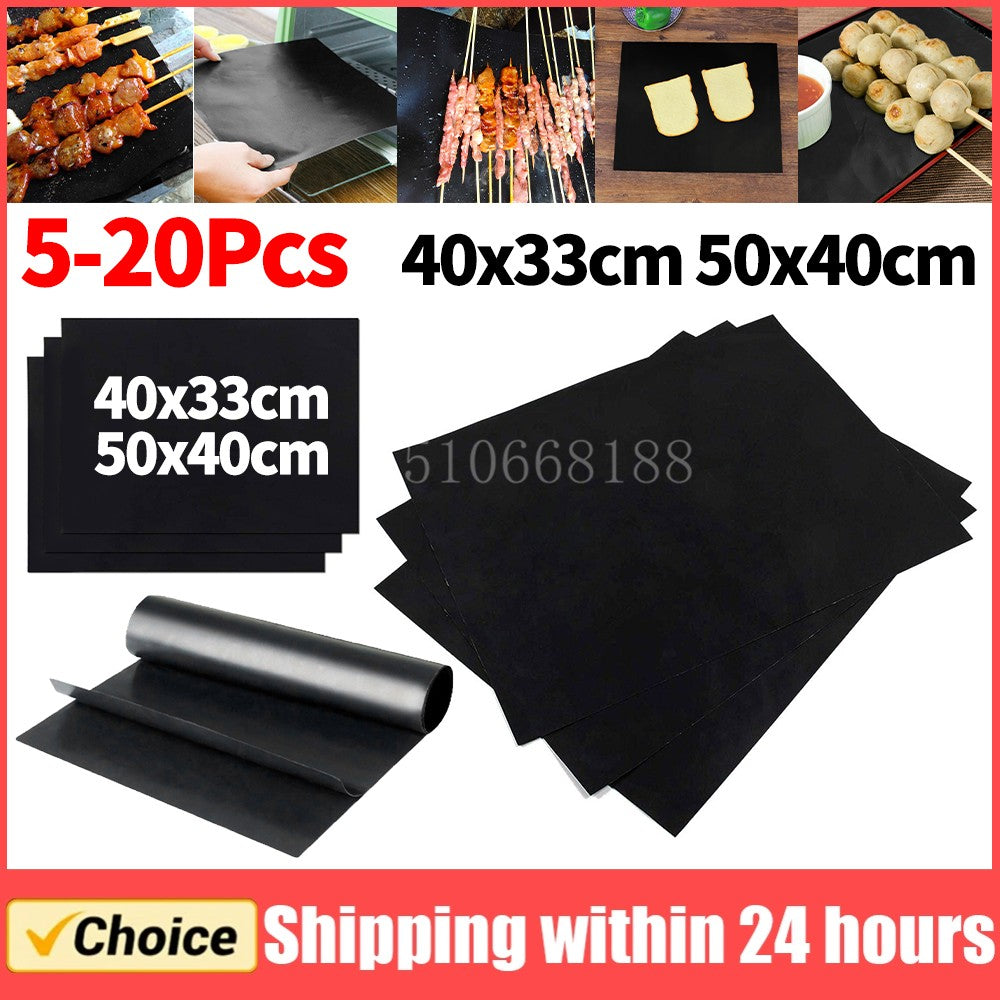 5-20Pcs Oven Liners Grill Mat 33/50x40cm Non Stick BBQ Grill Liners Reusable Barbecue Baking Liners Cook Pad Microwave Oven Tool