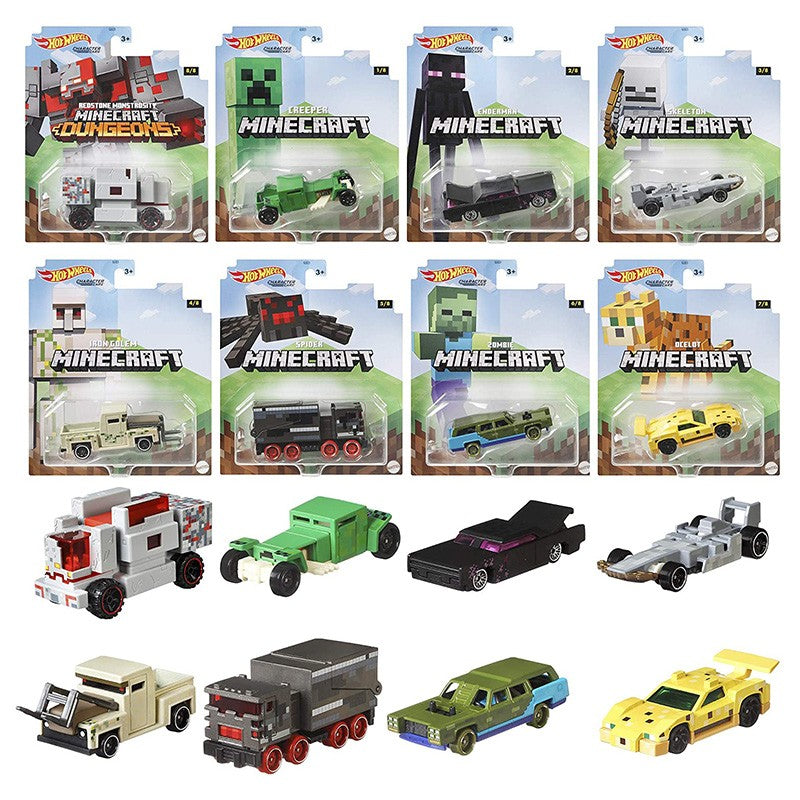 Hot Wheels Minecraft Series Genuínos, Carrinho de Brinquedo, Ornamento de Mesa, Colecionáveis, Presentes de Feriado, Em Estoque