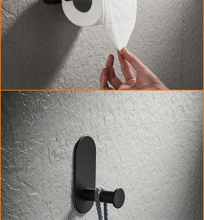 Towel Bar for Bathroom No Drilling Stainless Steel Black Bathroom Accessories Sets Toilet Tissue Roll Paper Holder Towel Rack