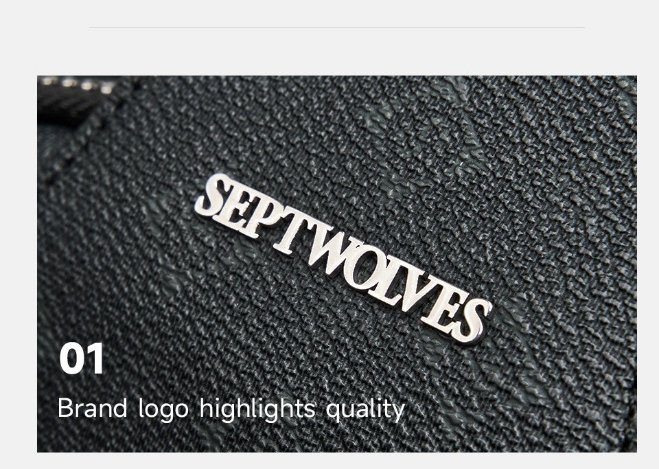 Septwolves Business Thin Printed Leather Crossbody Sling Bag Man Fashion Casual Travel Monogram Print Fabric iPad Shoulder Bag