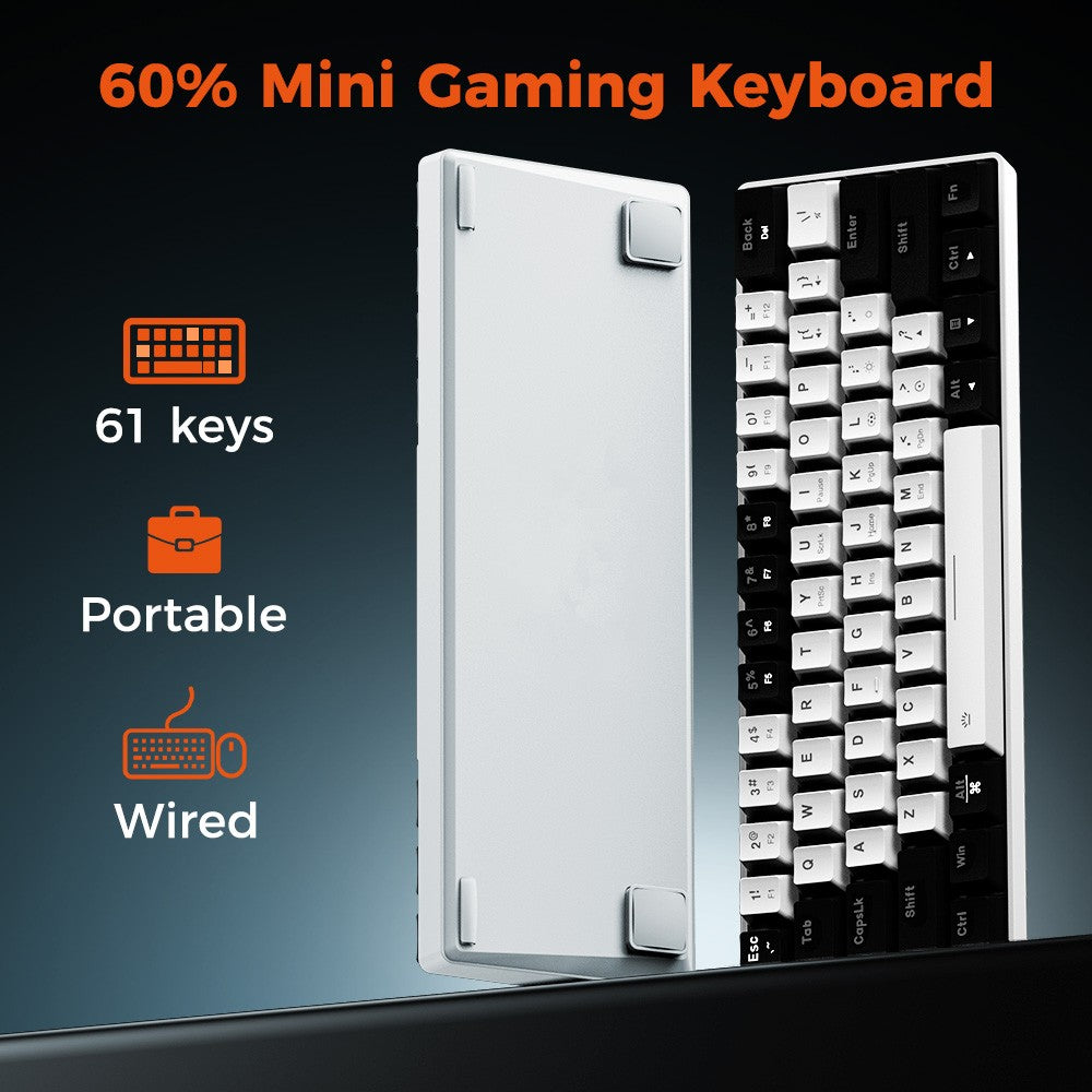 Teclado Mecânico com Fio DAREU EK861S RGB 61 Teclas Switches Vermelhos Keycaps ABS N-Key Rollover com Pés Magnéticos