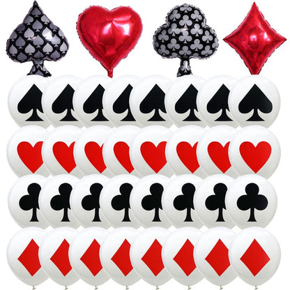 2/12PC 12/18Inch Poker Casino Latex balloon aluminum foil balloons Wedding Christmas Party Baby Shower Birthday Decoration