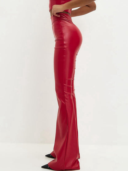 Sexy vintage black leather pants women new High Waist y2k Leather Club party streetwear pants fashion Slim harajuku PU trousers