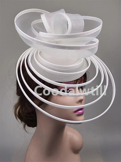 Chapéu Fascinator de Igreja Véu de Casamento de Malha Feminino para Festa Banquete Chapéu Boné Faixa de Cabelo Feminina Festa Chá Royal Ascot Chapéus Pillbox