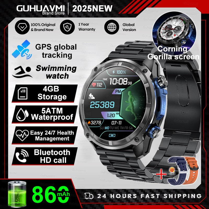 NEW 4GB Memory Video Player Smart Watch AMOLED With GPS Offline Maps Military Sports Smartwatch Men 30m Swim Waterproof Bracelet
