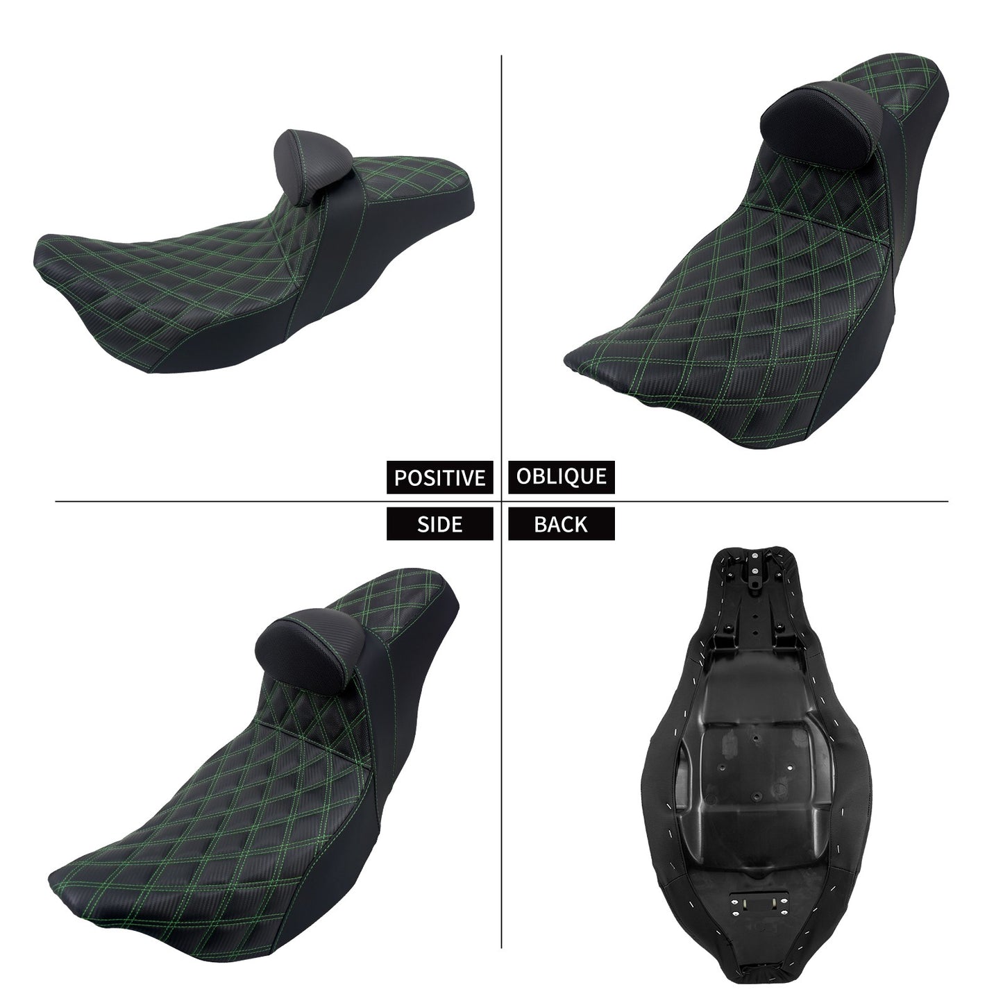 Assento 2 Lugares Moto Garupa Com Encosto Ajustável Almofada Para Harley Touring Electra Road Glide 09-23 Assento De Couro
