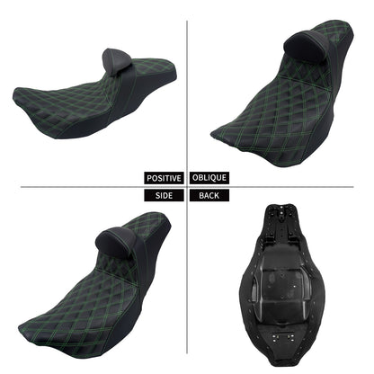Assento 2 Lugares Moto Garupa Com Encosto Ajustável Almofada Para Harley Touring Electra Road Glide 09-23 Assento De Couro