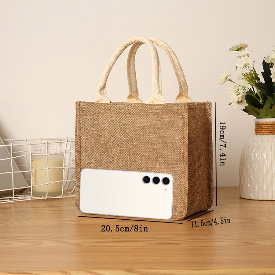 Solid color imitation linen women's handbag large capacity reusable eco-friendly shopping bag waterproof lining portable travel