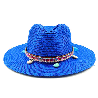 Rose Red Summer Straw Hat Jazz Top Visor Hat New Accessories Outdoor Summer Visor Beach Hat  sombreros
