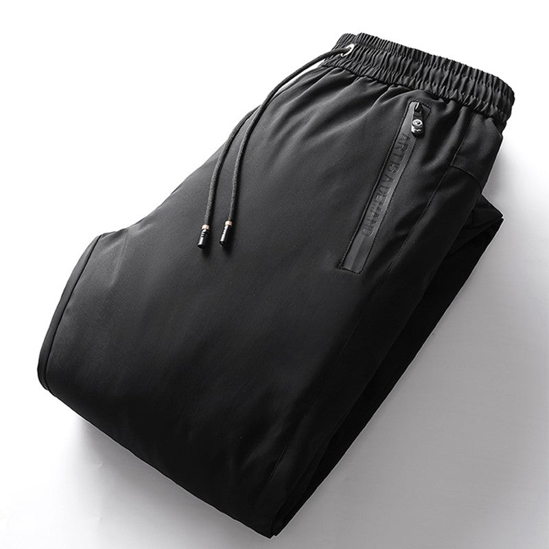 Calça Masculina Casual de Inverno Acolchoada e Grossa Quente Cor Sólida Corta-vento Impermeável de Algodão de Alta Qualidade