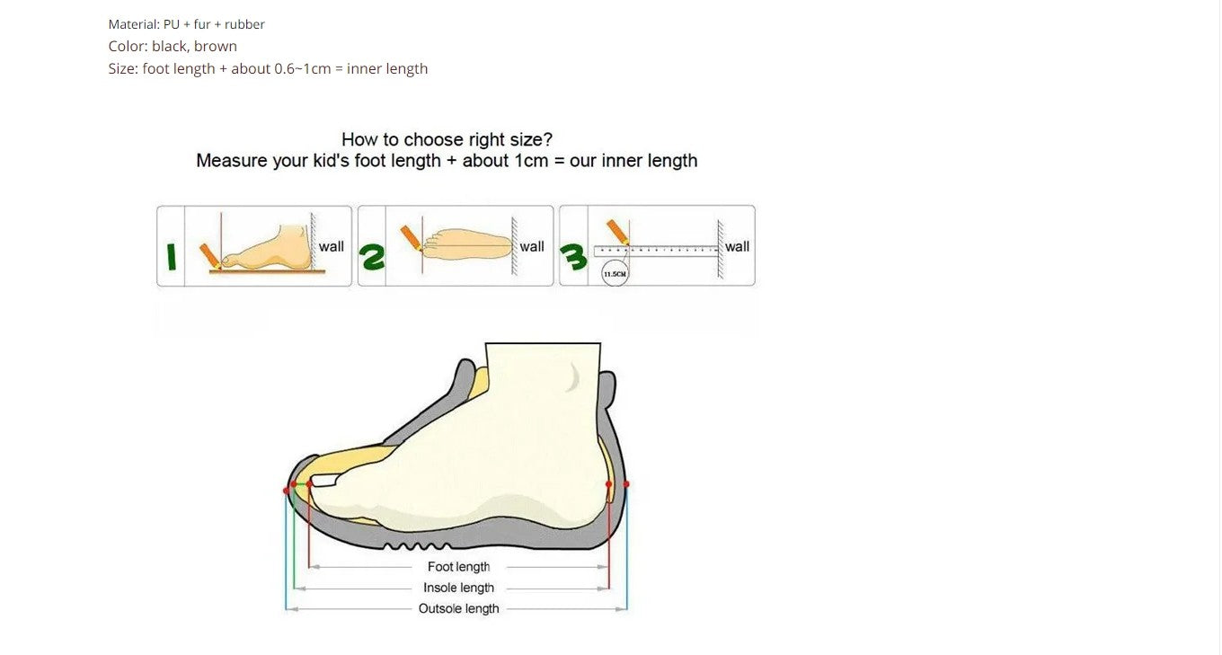 Kids Fur Shoes Children Velvet Shoes Baby Girls Warm Flats Toddler Black Brand Shoes Princess Loafer Chain Moccasin For Winter