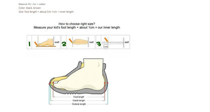 Kids Fur Shoes Children Velvet Shoes Baby Girls Warm Flats Toddler Black Brand Shoes Princess Loafer Chain Moccasin For Winter