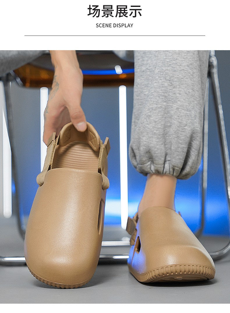 Men's casual hole shoes summer new EVA breathable soft soled sandals outdoor waterproof beach shoes youth fashion Joker slippers