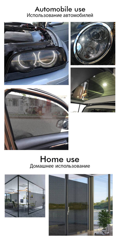 One Way Perforated Film  Self Adhesive Suitable for Cars Headlight Tint Perforated Black Vinyl Film Sticker Privacy Window Film