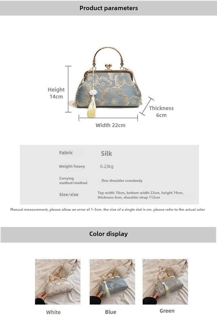 Chinese Style Embroidered Shoulder Bag Elegant Handbag Retro Small Square Bag Wedding Party Luxury Designer Women Evening Clutch