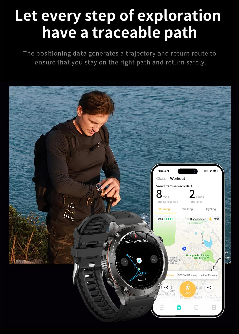2025 NEW Dual-band GPS Outdoor Swim Sport Smart Watch Men Compass 730mAh Large Battery 10ATM Professional Waterproof Smart Watch