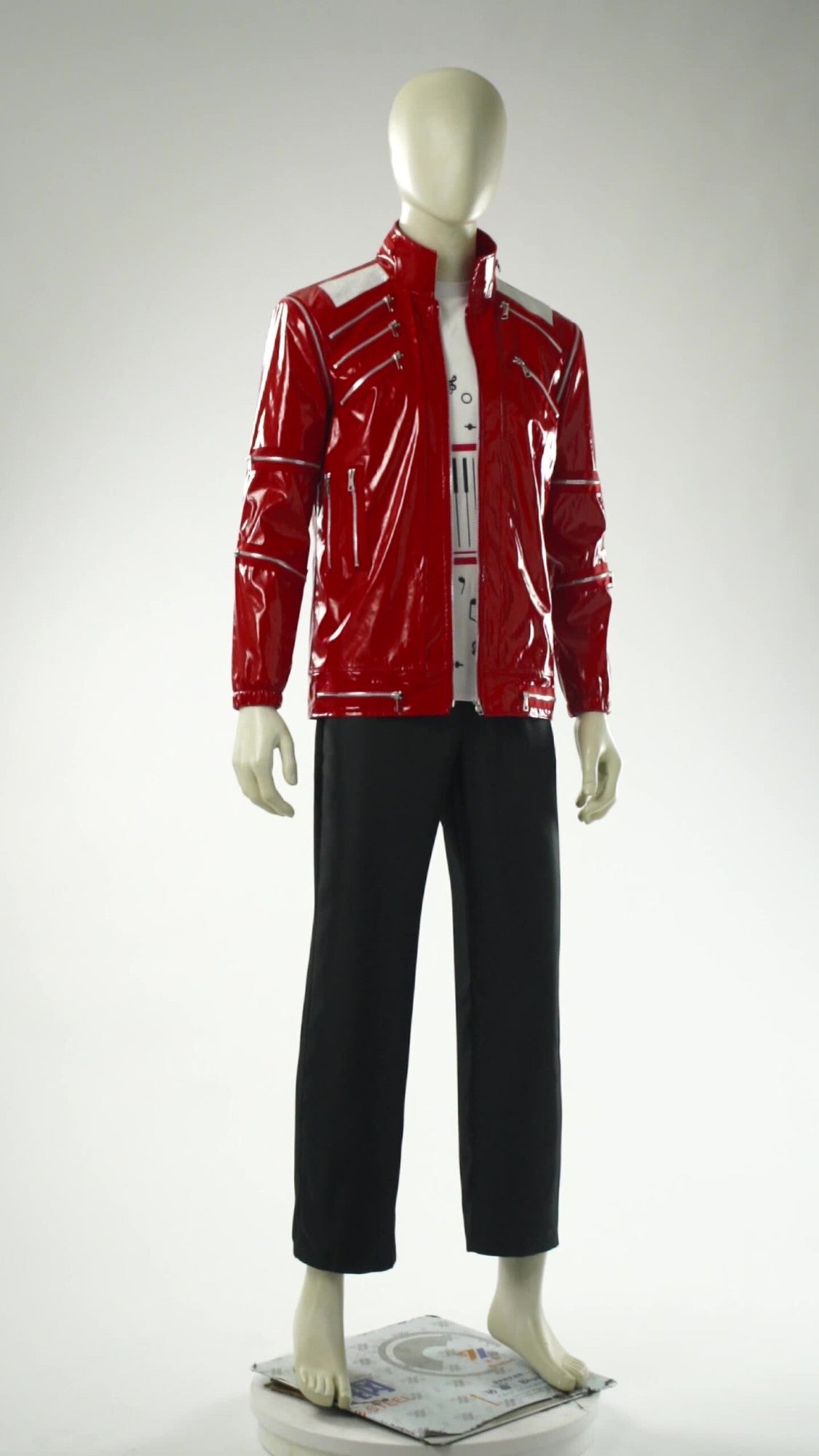 Red Zipper Michael Jackson MJ Beat It Jacket for Impersonators PU Leather Punk Casual Coat Halloween Stage Christmas Outwear Cos