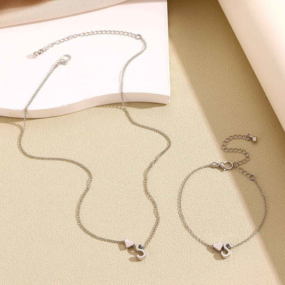 LATS Fashion Tiny Heart Dainty Necklace Gold Silver Color 26 Letter Name Choker For Women Pendant Bracelets Jewelry Gift