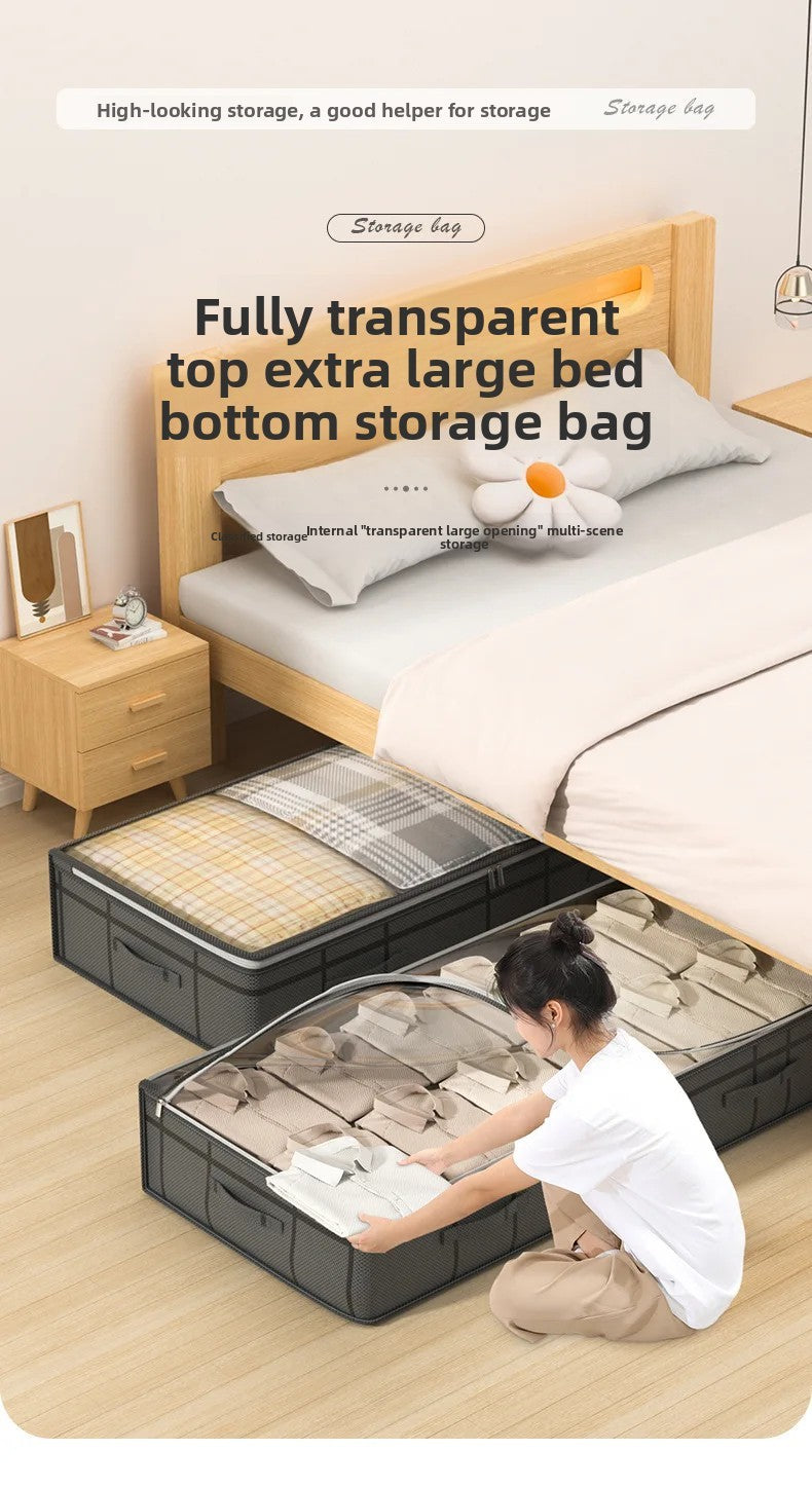 1PC Large Underbed Storage Bag - Foldable Clothes Quilt Organizer for Bedroom Dormitory, Space Saving Doggy Bag