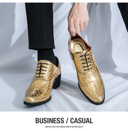 New pointed high-heeled shoes for men to increase business dress office men's shoes groom wedding wedding shoes