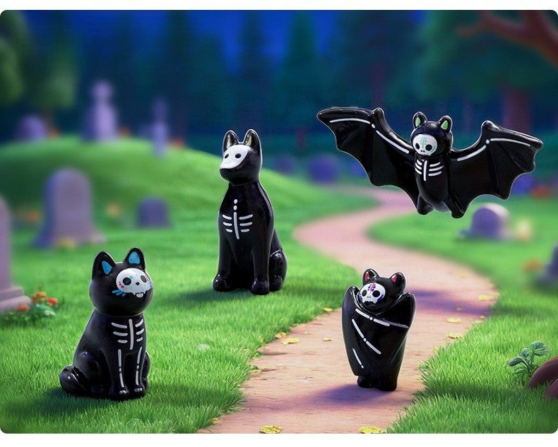 10-100pcs Halloween Mini Funny Ghost Owl Bat Figurine Desktop Decoration DIY Accessories Resin Micro Landscape Home Decorations