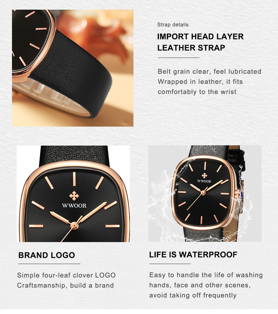 WWOOR New Reloj Fashion Women's Bracelet Watch Luxury Brand Elegant Dress Quartz Clock Waterproof Top Ladies Wristwatch Gift Box