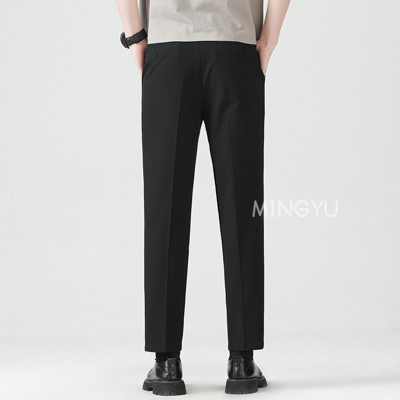 High Quality Lyocell Blend Summer Ankle Length Pants Men Business Elastic Waist Formal Suit Korean Social Work Trousers Male 40
