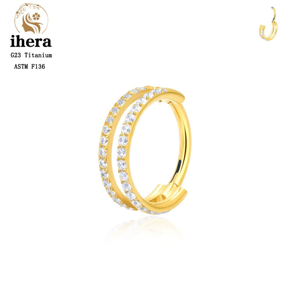 G23 Titânio Anel de Nariz Clicker Orelha Cartilagem Tragus Hélix Daith Brincos Redondos Argolas Zircônia Cúbica 16G Segmento Articulado Joia de Piercing Corporal