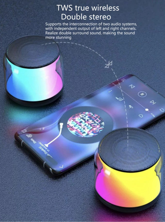 Mini Caixa de Som Bluetooth de Alta Qualidade para Celular, Áudio, Luz RGB, Caixa de Som Sem Fio, Subwoofer Portátil, Som para Home Theater
