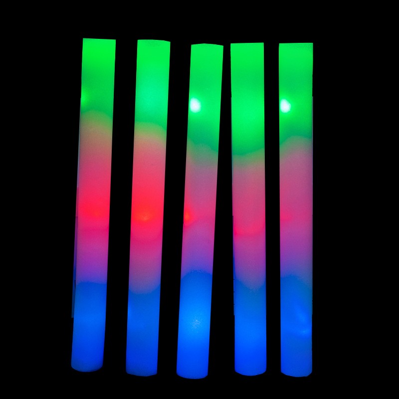 30Pcs RGB LED Glow Foam Stick Bulk Colorful LED Glow Sticks Cheer Tube Dark   Light Birthday Wedding Party Supplies
