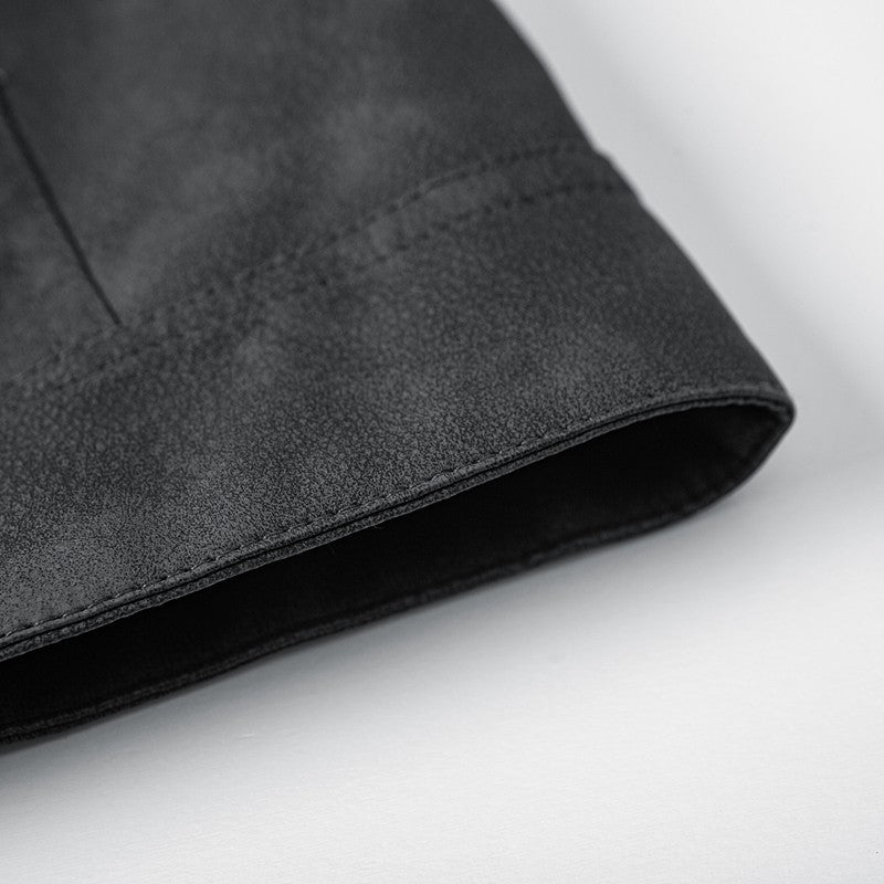 Leather Jacket Men Suede Coats Black Pockets Oversized 6XL 7XL 8XL Plus Size Street Motorcycle Button Autumn Brand Waterproof