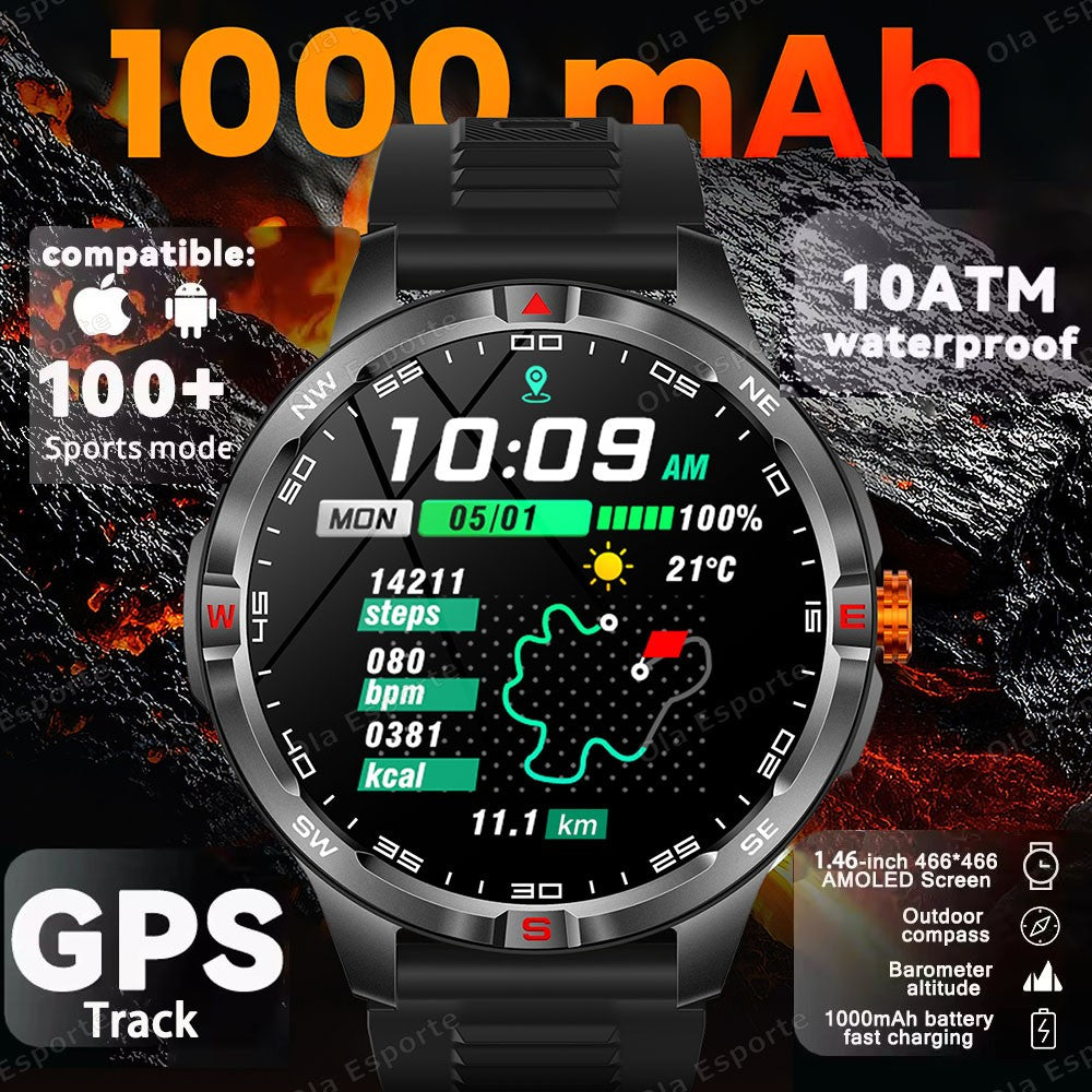 T-Rex 3 Military 1000mAh Battery Smart Watch 10ATM Waterproof GPS Track Compassr Bluetooth Call AMOLED Men Swim Sport Smartwatch