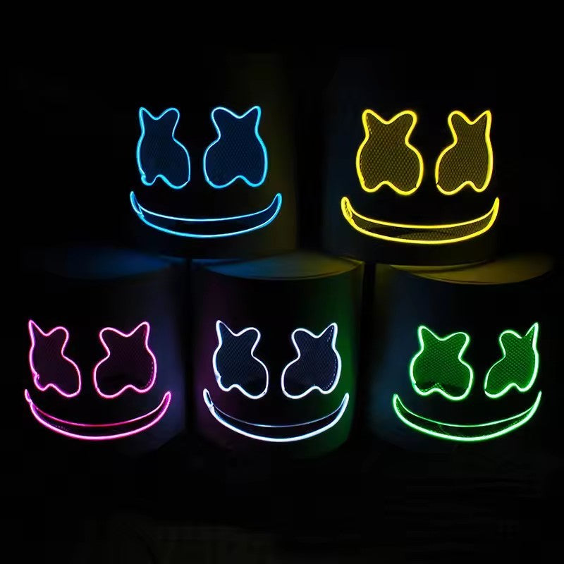 Fashion Luminous LED Mask DJ Costumes Accessories Glow Supplies Neon Light Marshmallow Mask For Music Festival Nightclub Dance