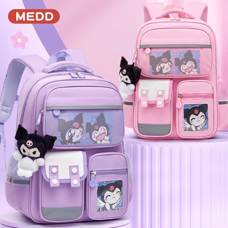 Mochila infantil de grande capacidade estilo britânico para meninas do ensino fundamental, leve, que reduz o peso e protege a coluna vertebral