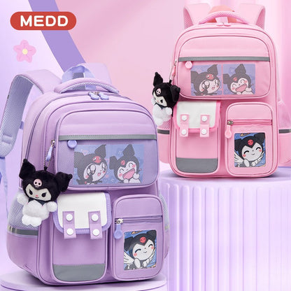 Mochila infantil de grande capacidade estilo britânico para meninas do ensino fundamental, leve, que reduz o peso e protege a coluna vertebral
