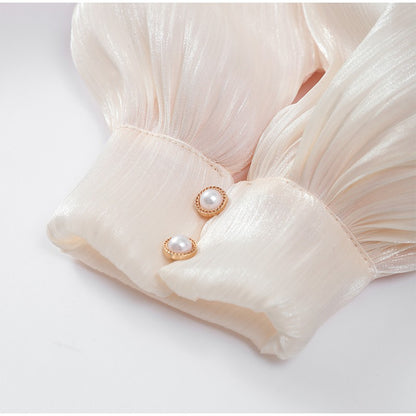 Elegant Ruffles Shiny Mini Dresses Fashion Solid Long Sleeve Lace Up V Neck Plea