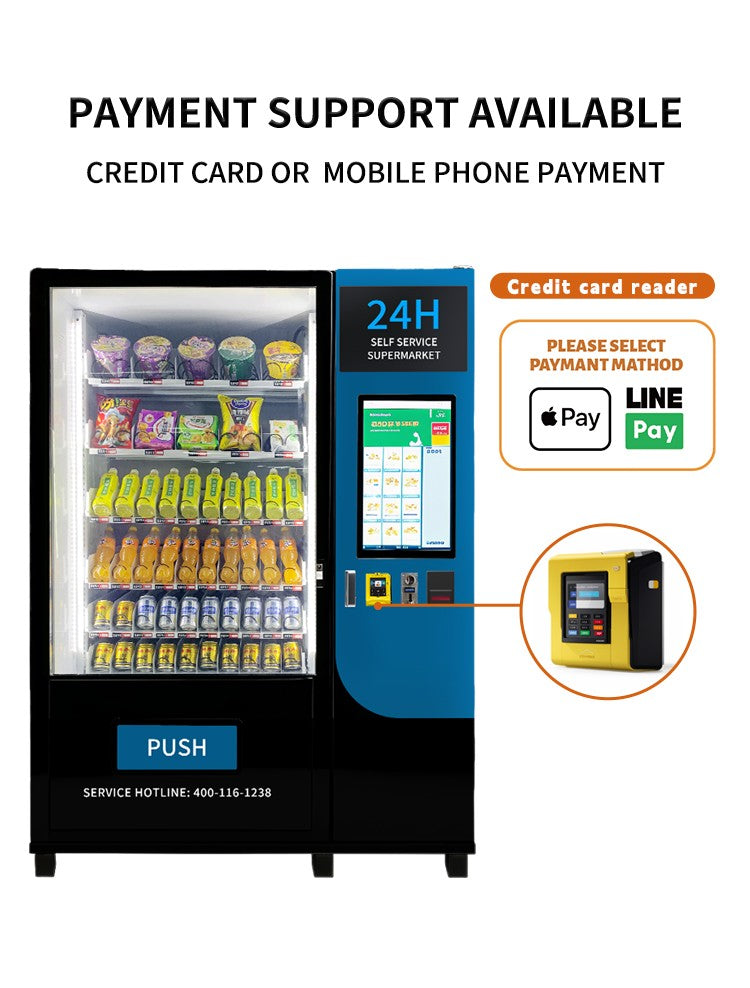 High Capacity Vending Machine Energy Efficient Smart Combo Machine for Libraries with Quiet Operation Mode Snack Vending Machine